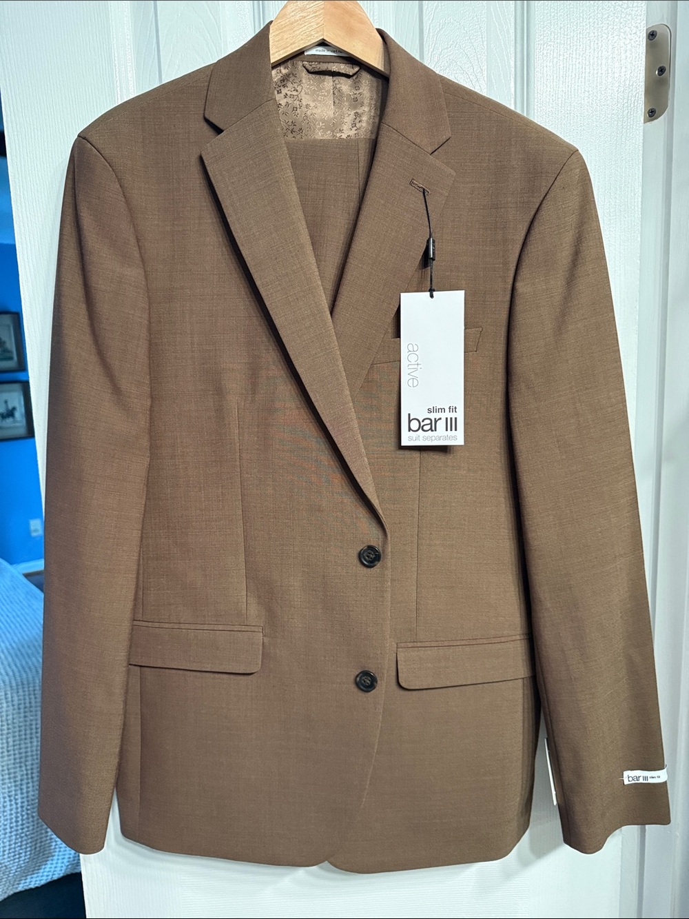 Bar III Brown Slim Fit Men's Suit 42R